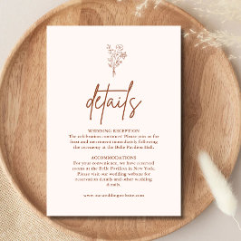 Boho Botanicals Terrakotta Bröllopsdetaljer Tilläggskort