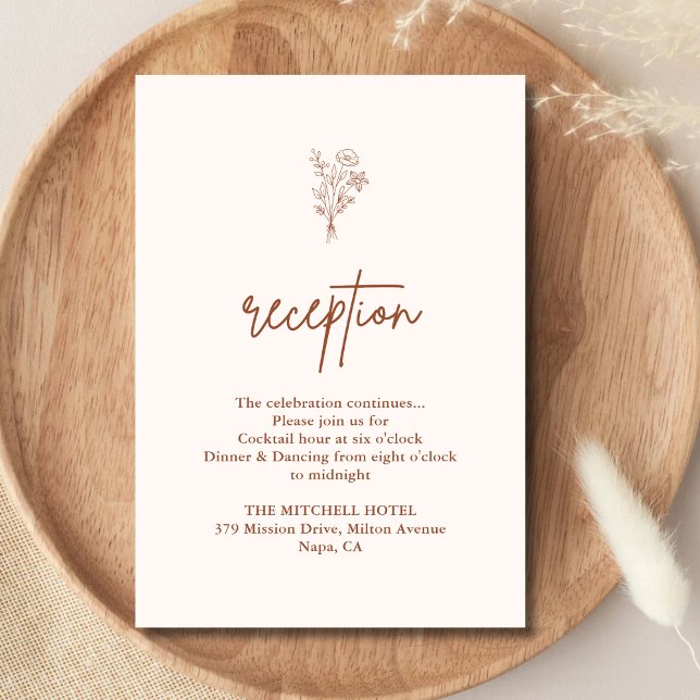 Boho Botanicals Terrakotta Bröllopsmottagning Tilläggskort (Terracotta boho botanical enclosure card adds earthy warmth while organizing wedding details.)