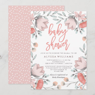 Boho botanisk blommababy shower inbjudningar