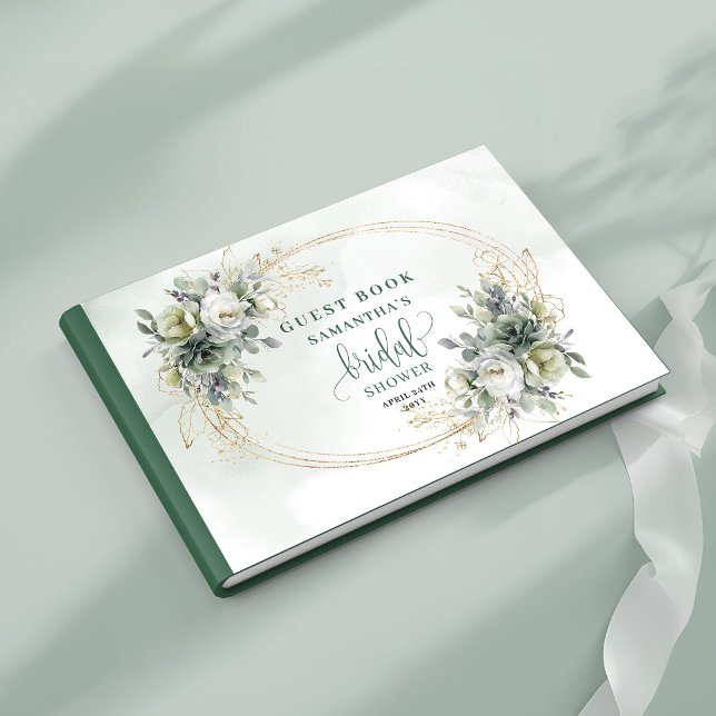 Boho Botanisk Bröllopsfest Gästbok Guld (Boho Botanical Bridal Shower Guest Book Gold)
