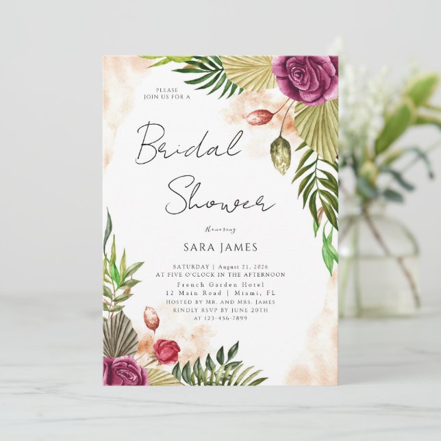 Boho-Botanisk Elegans Bröllopsfestinladning Inbjudningar (Stående Fram)
