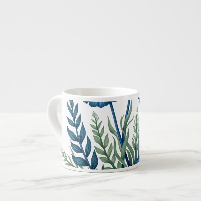 Boho Botanisk Espressokopp, Stilfull Kaffe Mugg.  Espressomugg (Framsida vänster)