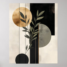 Boho Botanisk Geometrisk Illustration Poster