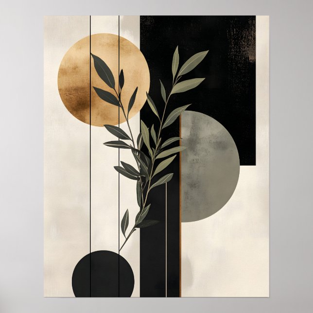 Boho Botanisk Geometrisk Illustration Poster (Framsidan)