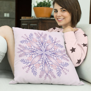 Boho Botanisk Lila Fantasy Flower Mandala Kudde