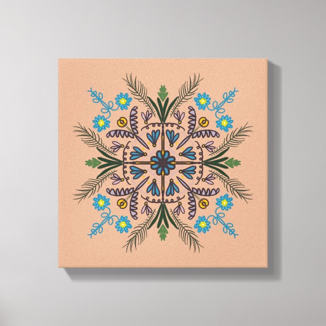 Boho Botanisk Mandala Tropisk Grönska Canvastryck (Framsida)