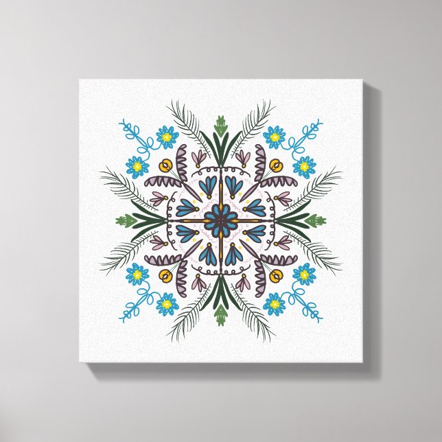 Boho Botanisk Mandala Tropisk Grönska Grön Canvastryck (Framsida)