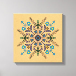 Boho Botanisk Mandala Tropisk Grönska Orange Canvastryck
