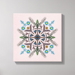 Boho Botanisk Mandala Tropisk Grönska Rosa Canvastryck