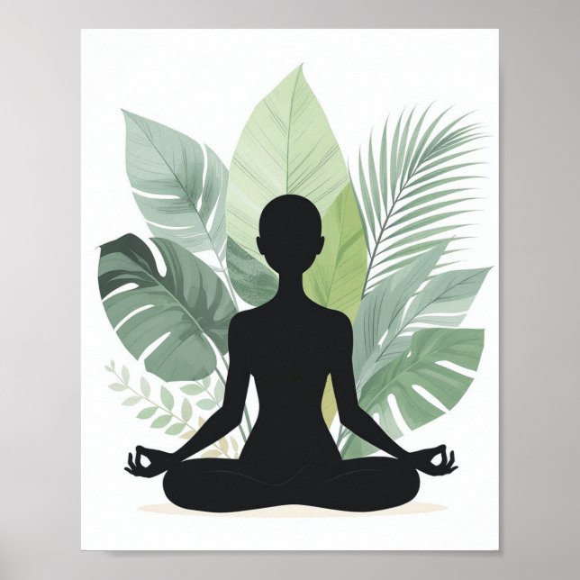 Boho Botanisk Meditations Silhuett Affisch (Framsidan)