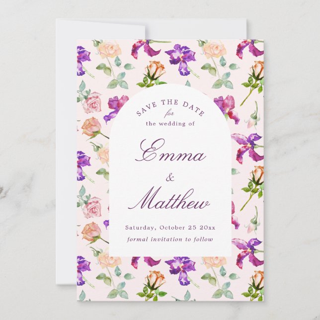 Boho Botanisk Romantik QR Spara Datumet (Framsida)