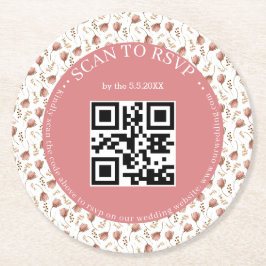 boho botanisk rsvp qr-kod bröllop stilfullt underlägg papper rund