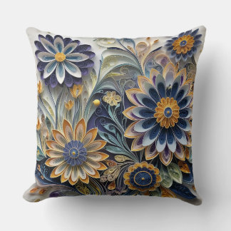 Boho Botanisk Zentangle Blomma Kudde