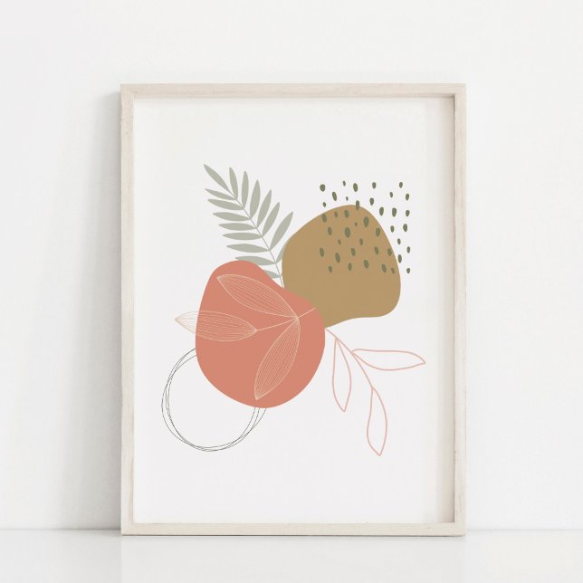 Boho Botaniska blad mot abstrakta former Konst Poster (Skapare uppladdad)