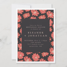 Boho Botaniska Blommor Svart Röd Repetitionsmiddag