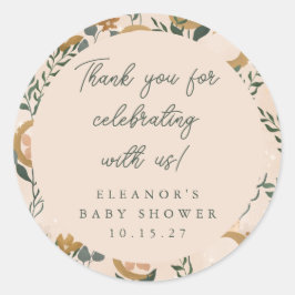 Boho  botaniska Måne Anpassningsbar Baby Shower Ta Runt Klistermärke