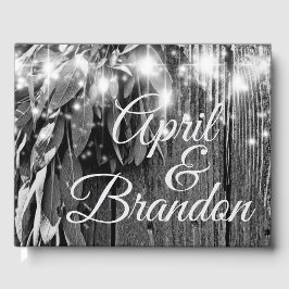 Boho botaniska örter löv rustic Barn-wood Gästböcker