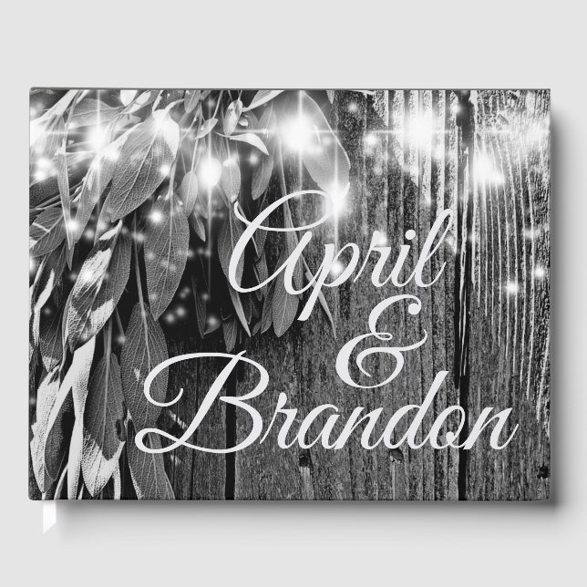 Boho botaniska örter löv rustic Barn-wood Gästböcker (Framsida)