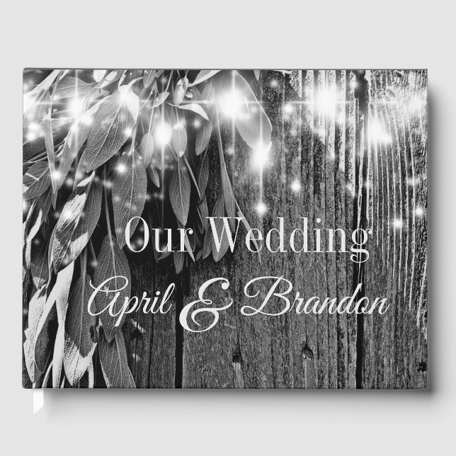 Boho botaniska örter löv rustic Barn-wood Gästböcker (Framsida)