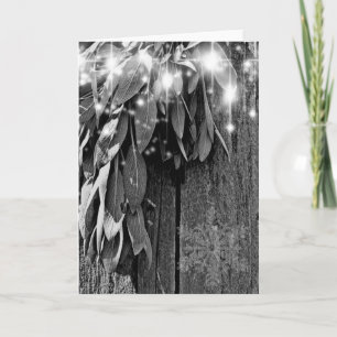 Boho botaniska örter löv rustic Barn-wood Helgkort