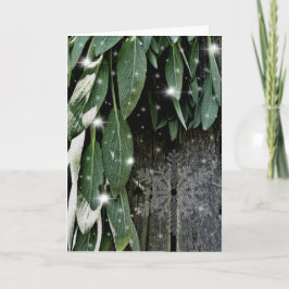 Boho botaniska örter löv rustic Barn-wood Helgkort