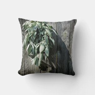 Boho botaniska örter löv rustic Barn-wood Kudde