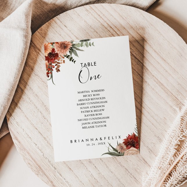 Boho Botaniskt höstdiagram Bordsnummer 1 (Skapare uppladdad)