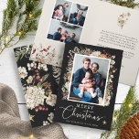 Boho Botaniskt julhälsningskort Kort<br><div class="desc">Boho botaniskt julhälsningskort: Det här kortet har en fantastisk vattenfärgsgrafik av botaniska vinterprodukter på en sofistikerad svart bakgrund. Anpassa den med fyra omhuldade foton för att skapa ett festligt och elegant hälsning som fångar säsongens innersta väsen. Gör den här helgdag oförglömlig genom att lägga till dina familjefotografier och personliga kontakter...</div>
