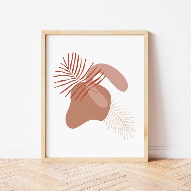 Boho Botaniskt Löv mot Abstrakt Shapes Art Poster (Skapare uppladdad)