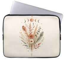 Boho Botaniskt månfas laptopfodral | Vattenfärg