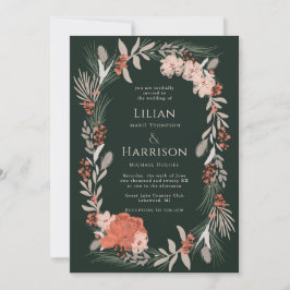 Boho botaniskt utandningspassage och bröllopsinbju inbjudningar