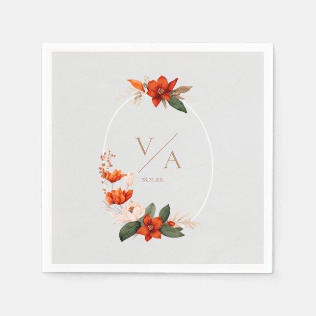 Boho bouquet med blommor pappersservett (Framsidan)