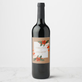 Boho bouquet med blommor vinflaska etikett