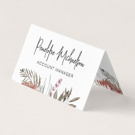 Boho Bouquet med Modern Lettering och QR-kod Visitkort