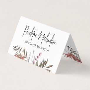 Boho Bouquet med Modern Lettering och QR-kod Visitkort