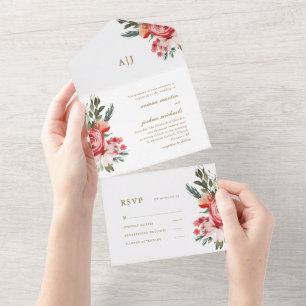 Boho Bouquet med Ro Bröllop alla i en enda inbjuda
