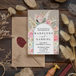 Boho Bouquets Pampas Gräs Båge Ram Inbjudningar