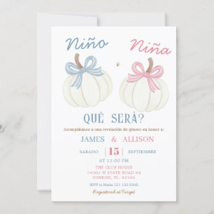 Boho Bow Pumpkin Spanska Genderna Reveal Inbjudningar