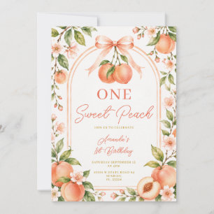 Boho Bow Sommar En Söt Persika Födelsedag Blommig Inbjudningar