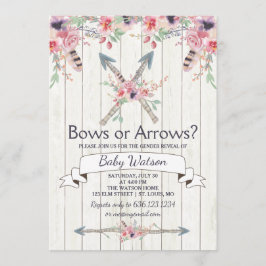 Boho Bows eller Arrows Gender Reveal Party Inbjudningar