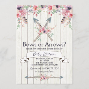 Boho Bows eller Arrows Gender Reveal Party Inbjudningar