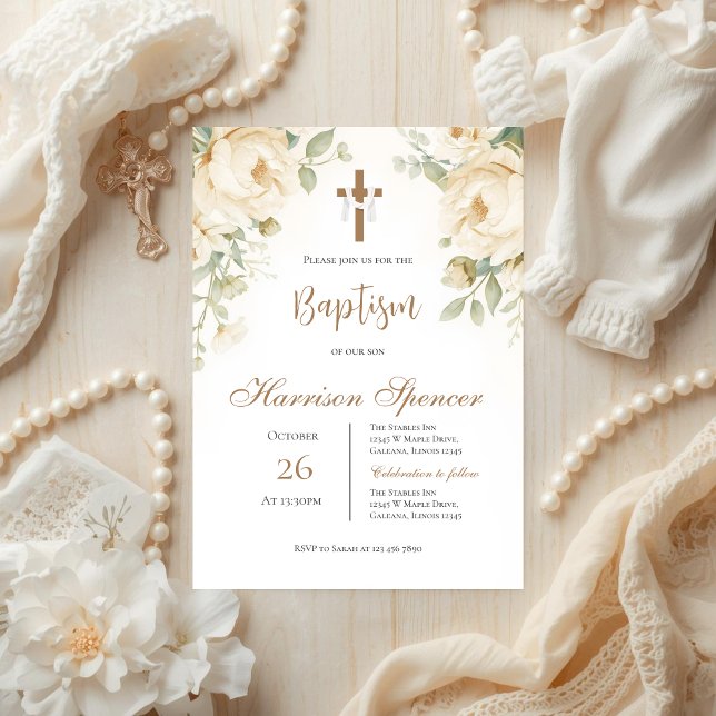 Boho Boy Baptism Invitation  Inbjudningar (Skapare uppladdad)
