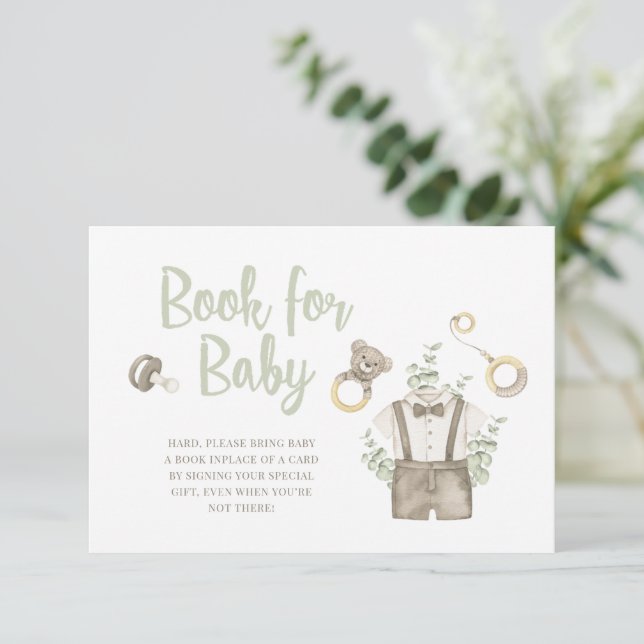 Boho Boy Bear Baby Shower Bokar for Baby Card Inbjudningar (Stående Fram)
