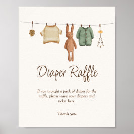 Boho Boy Clothes Baby Shower Diaper Raffle Sign Poster