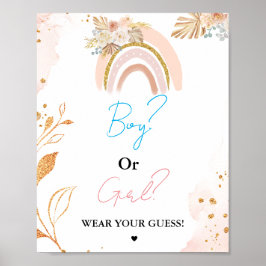 Boho Boy eller Girl Bära din gissningsbabyduschlek Poster