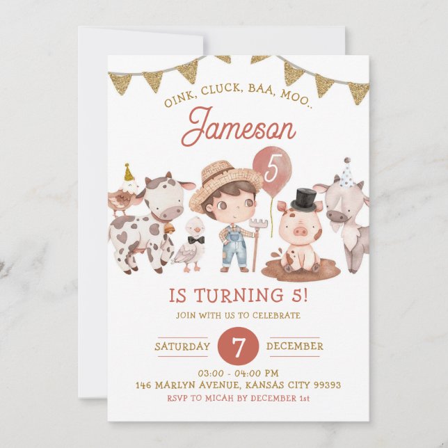 Boho Boy Farm Birthday-inbjudan Inbjudningar (Framsida)