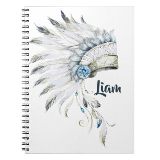 Boho Boy Feather Headdress Anpassningsbar Journal Anteckningsbok
