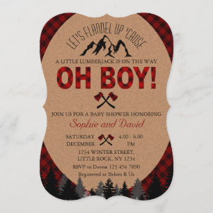 Boho Boy Lumberjack Red Buffalo Baby Shower Inbjud Inbjudningar