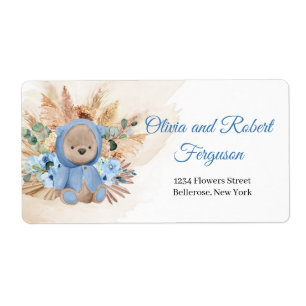 Boho boy nalle pampas-gräs eucalyptus baby fraktsedel