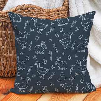 Boho Boys Easter Cute Bunny Rabbit Goose Dark Blue Kudde